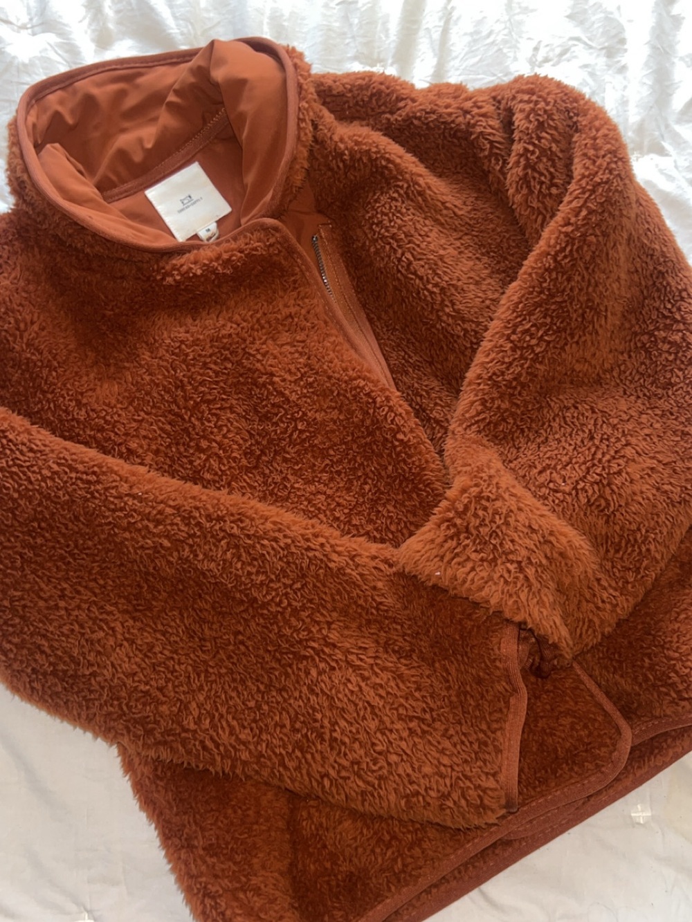 Thread & Supply Rust Orange Sherpa Zip Jacket